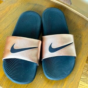 Nike Black and Copper Slide Sandals Size 10